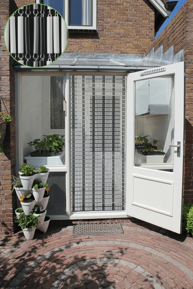 Vliegengordijn Banen - Wit/Zwart/Zilver - 100 X 232cm - Sun-Arts 5 Vliegengordijn Banen - Wit/Zwart/Zilver - 100 X 232cm - Sun-Arts - Afbeelding 3