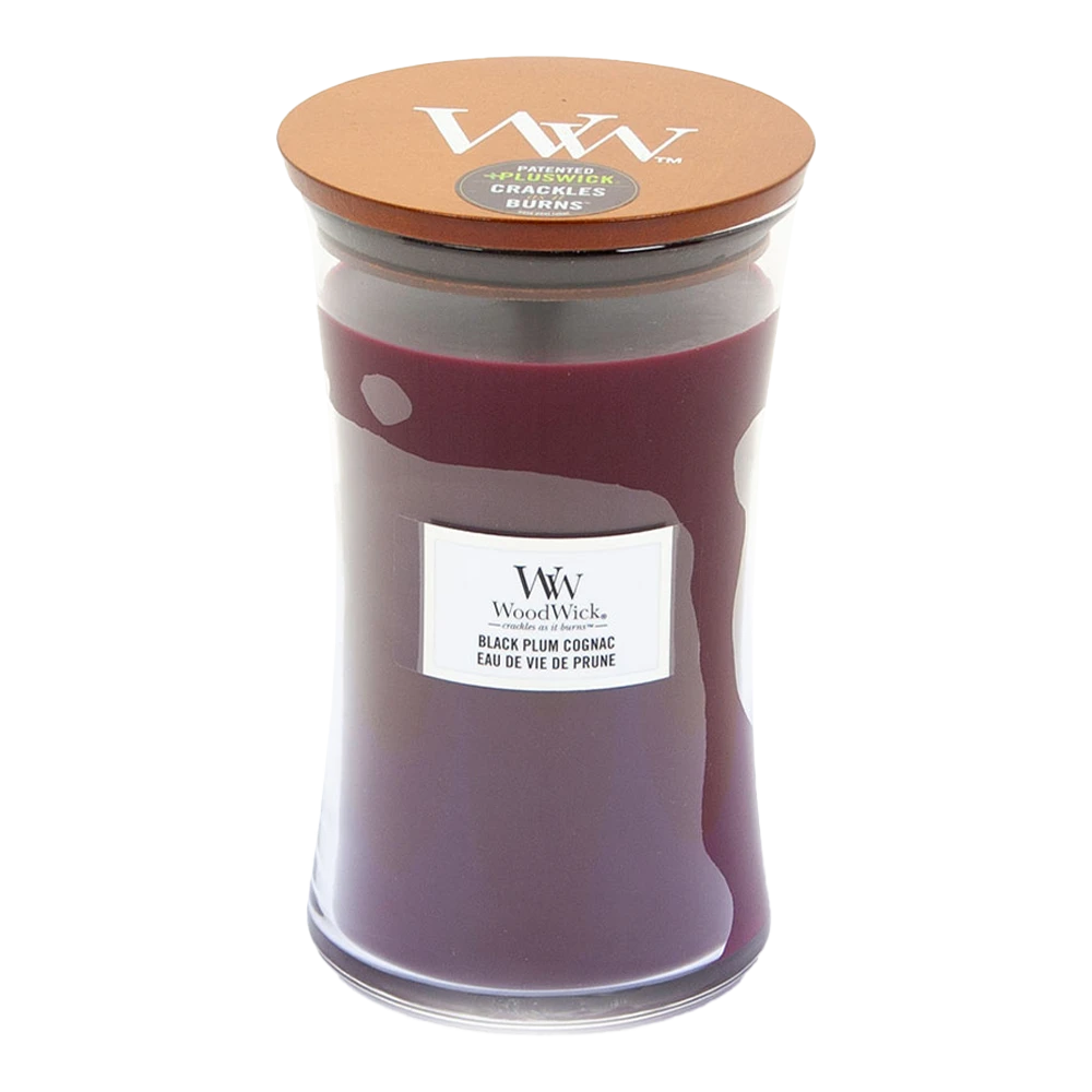 Woodwick Black Plum Cognac Large Candle - Geurkaars 3 Woodwick Black Plum Cognac Large Candle - Geurkaars