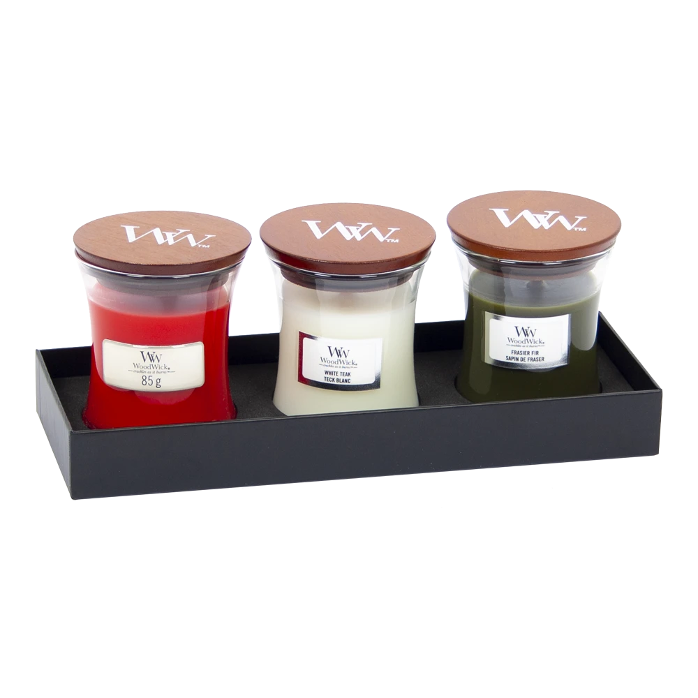 Woodwick Deluxe Gift Set Mini Jar Autumn/Winter - Geurkaars 3 Woodwick Deluxe Gift Set Mini Jar Autumn/Winter - Geurkaars