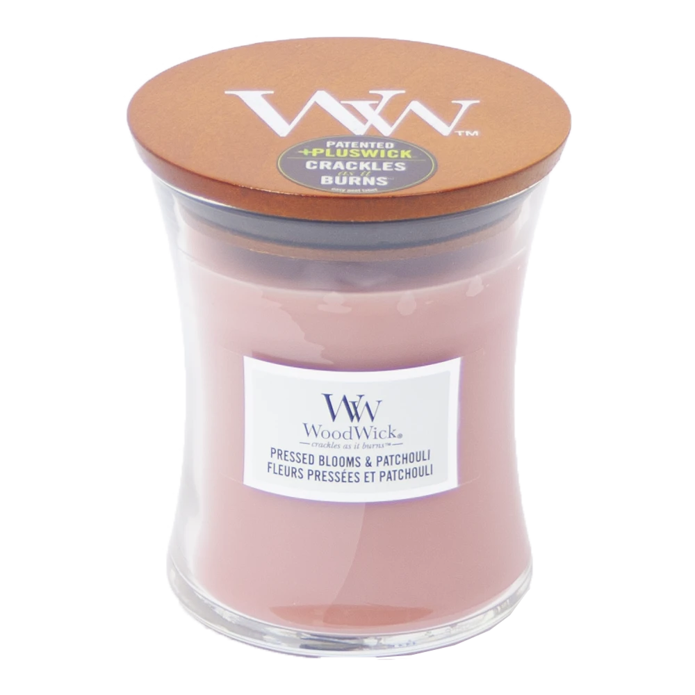 Woodwick Pressed Blooms & Patchouli Medium Candle - Geurkaars 3 Woodwick Pressed Blooms & Patchouli Medium Candle - Geurkaars