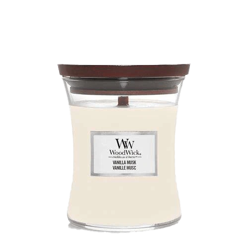 Woodwick Vanilla Musk Medium Candle - Geurkaars 3 Woodwick Vanilla Musk Medium Candle - Geurkaars