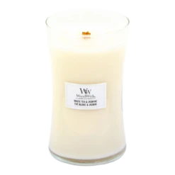Woodwick White Tea & Jasmine Large Candle - Geurkaars -Huis Verkoop woodwick white tea jasmine xl candle geurskaars 2 4